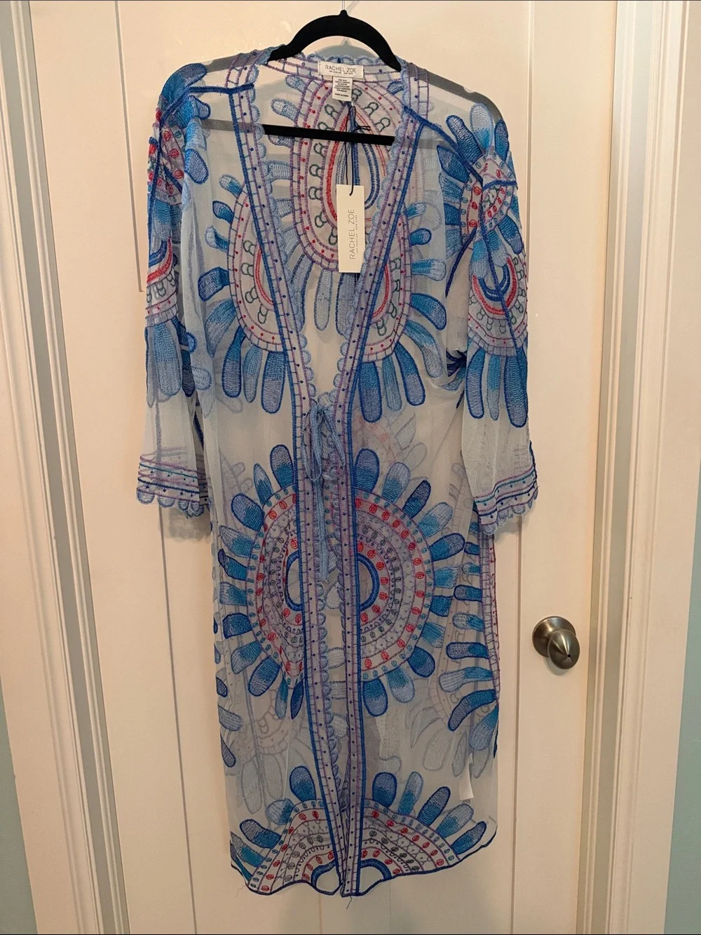 Rachel Zoe Blue Embroidered Sheer Dress Cover-Up - Picture 1 of 9